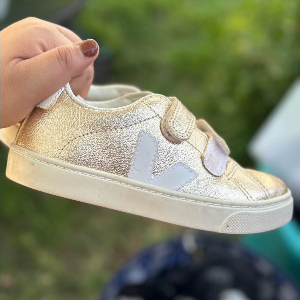 Gold and White Veja Sneakers